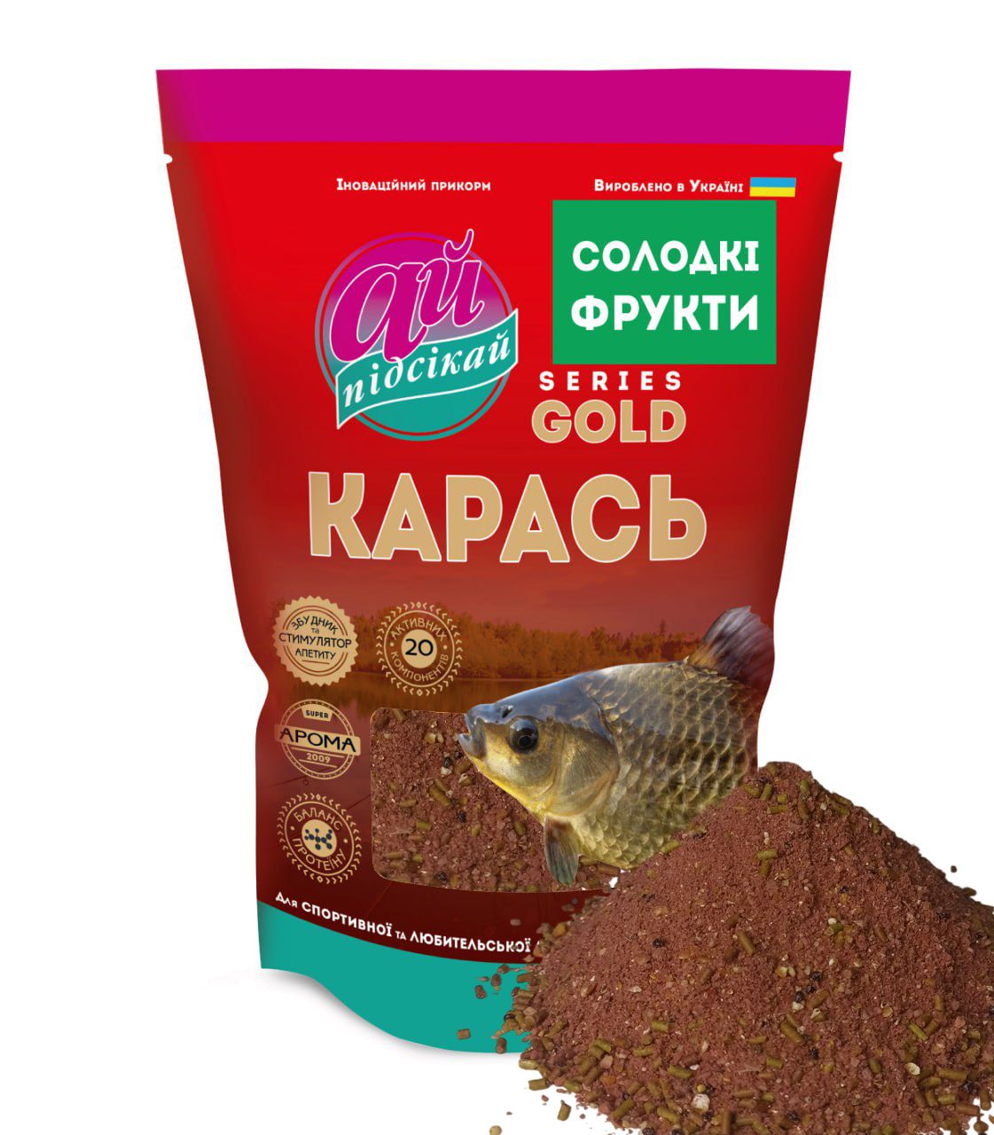 Прикормка для риболовлі – купити прикормку для карася та коропа | Plario Прикормка Ай підсікай Карась gold солодкі фрукти 1000 г