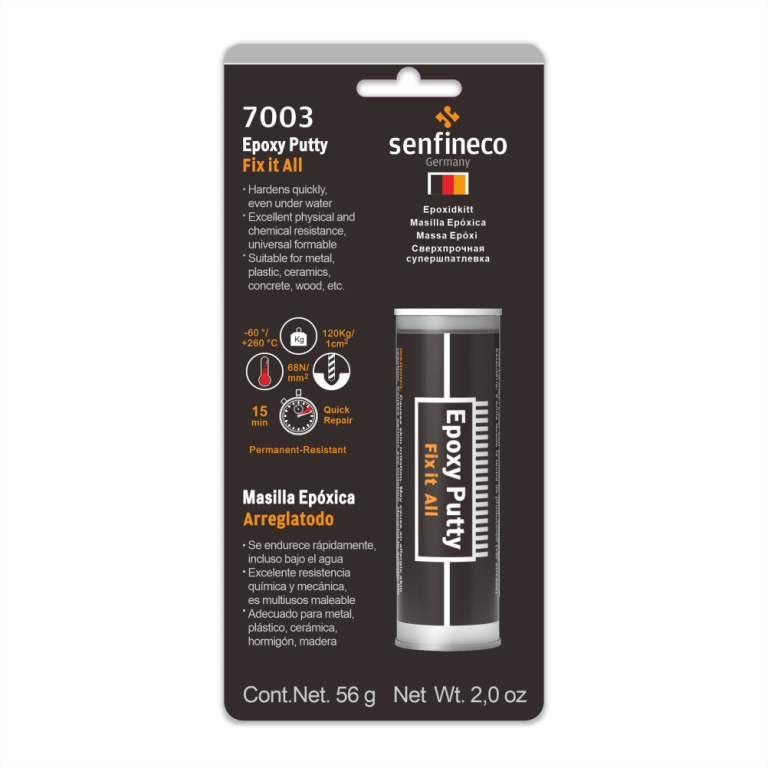 Двухкомпонентная эпоксидная шпатлевка Senfineco 7003 Epoxy Putty Quick Steel, 56 г