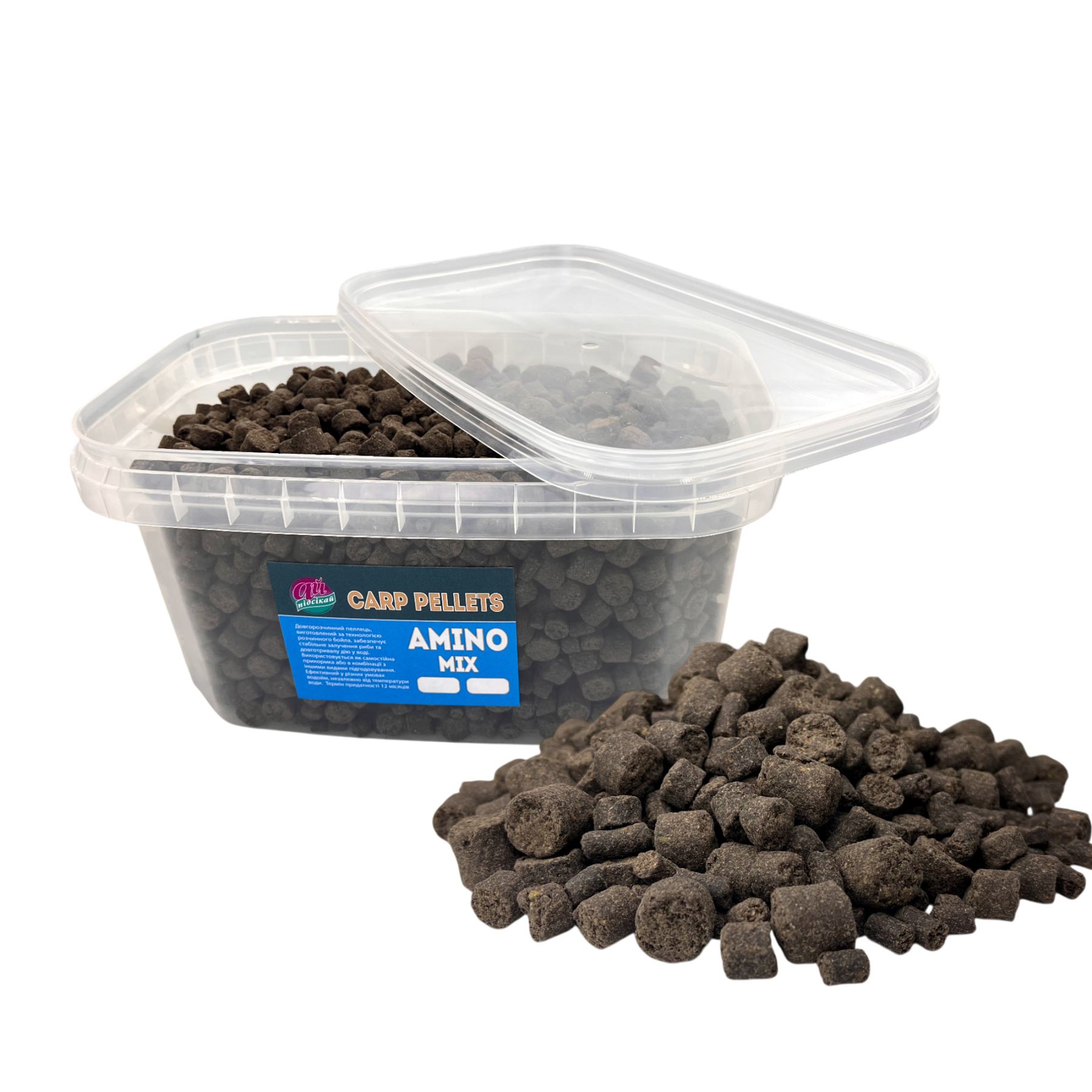 Прикормка для риболовлі – купити прикормку для карася та коропа | Plario Carp Pellets Ай підсікай, Amino / аміно, мікс 6 - 10 - 14 мм. 2000 грам 