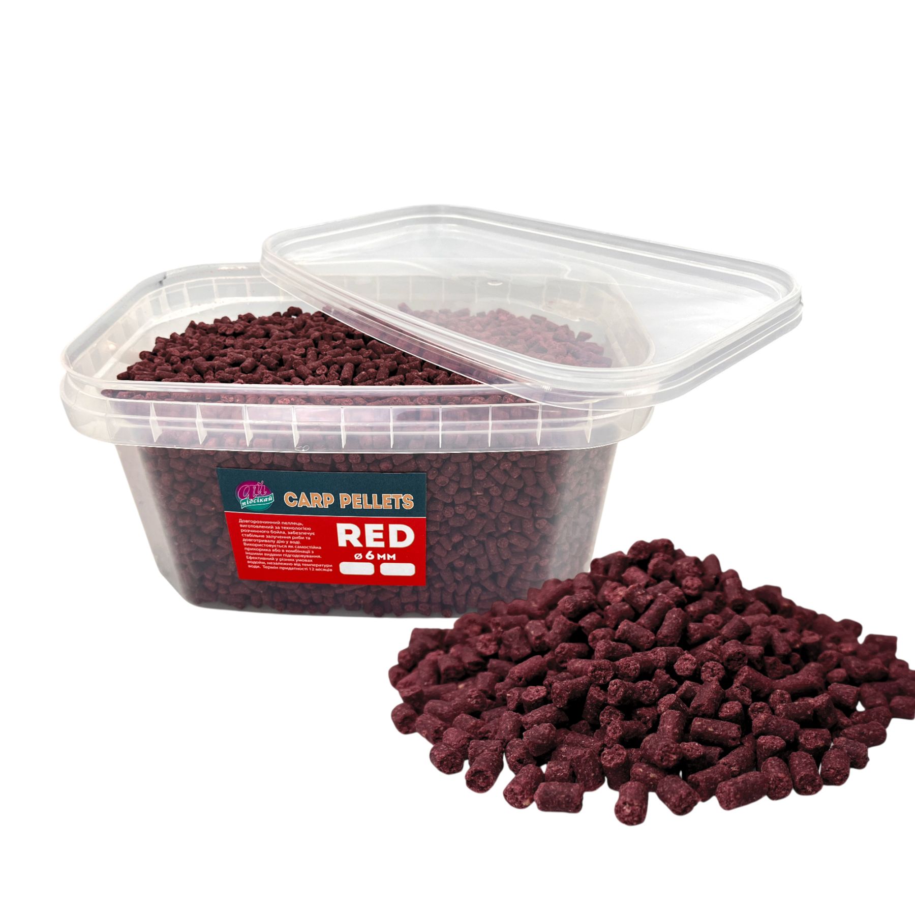 Прикормка на коропа – купити прикормку для ловлі коропа | Plario Carp Pellets Ай підсікай, Red / ред 6 мм. 2000 грам 