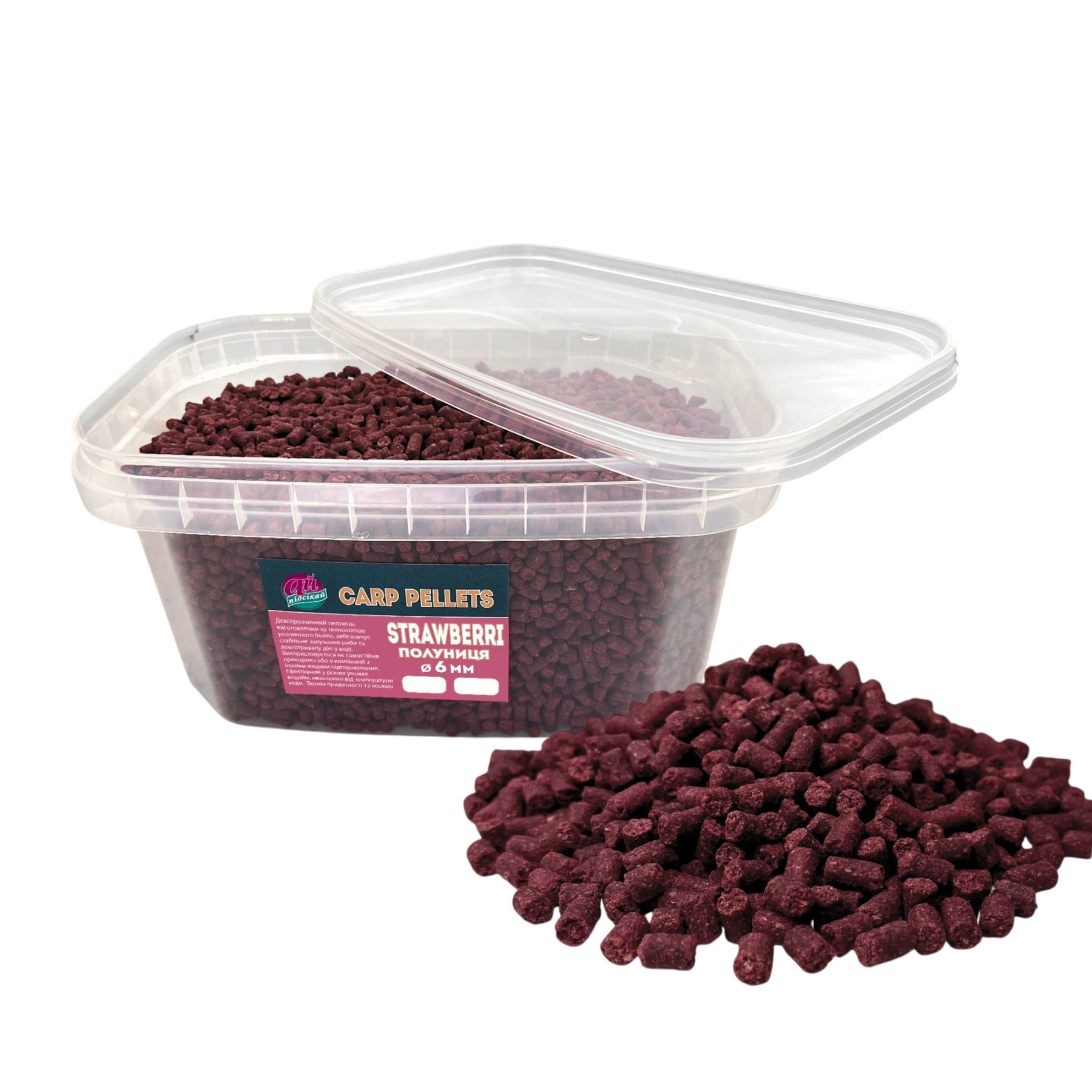 Carp Pellets Ай підсікай, Strawberri / полуниця 6 мм. 2000 грам 