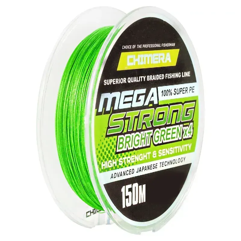 Шнур Chimera Megastrong Bright Green PE X4 150м 0.14мм 10.7кг