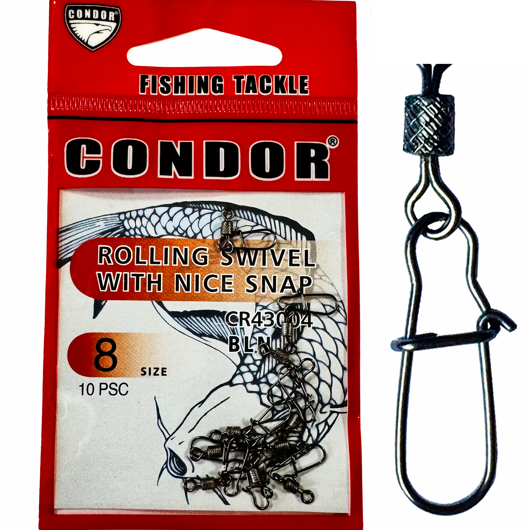 Застежка американка с вертлюгом Condor CR43004 #8 7кг. (уп. 10шт.)